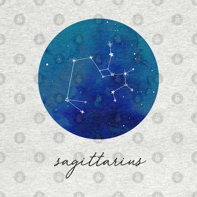 Sagittarius Watercolor Zodiac Constellation by aterkaderk